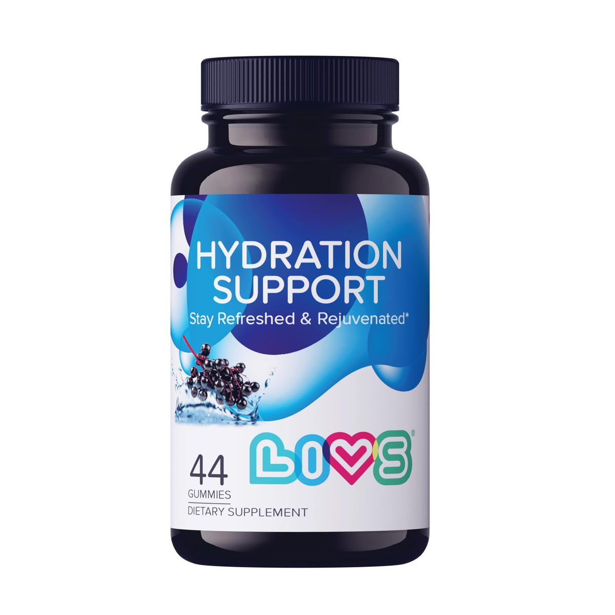 LIVS Electrolyte Gummies bottle-front view for on-the-go hydration after workouts.