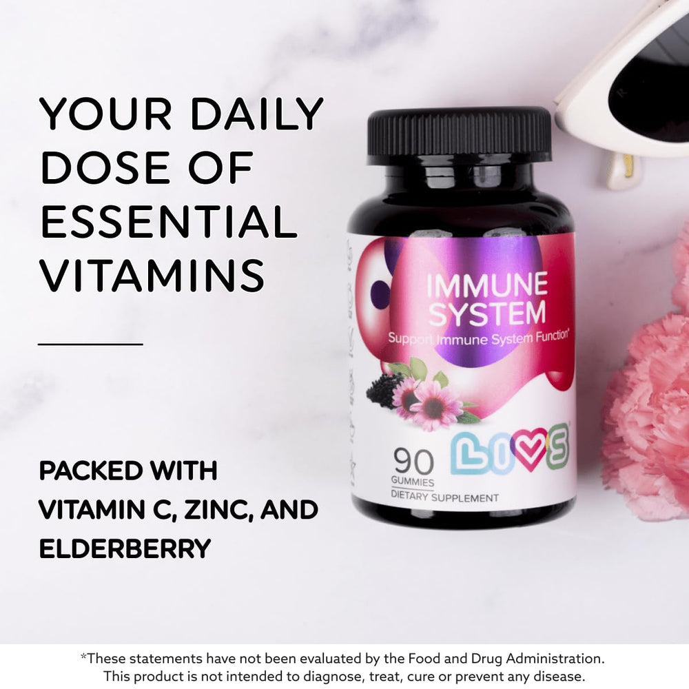 LIVS raspberry elderberry gummies close-up showing bright color and kid-friendly taste.