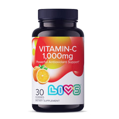 LIVS Vitamin C 1000mg Gummies bottle front for daily immune support.