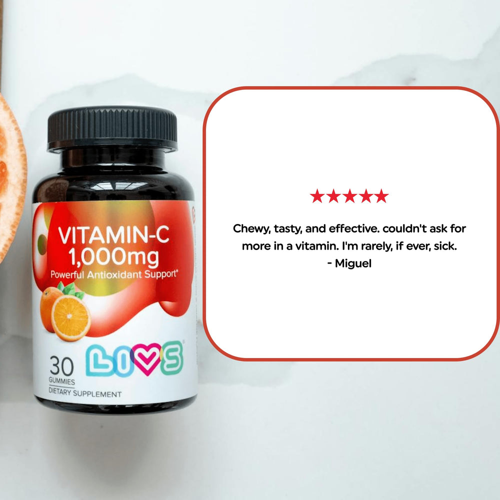 LIVS Vitamin C natural citrus flavor close-up.