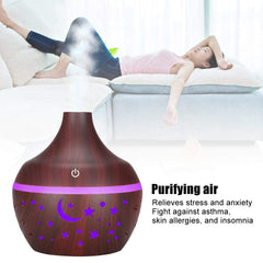 Liyeehao diffuser wood grain with seven color-changing night lights for mood lighting