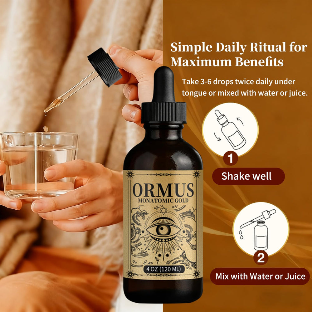 LJOQM Ormus Gold Oil packaging and outer box close view.