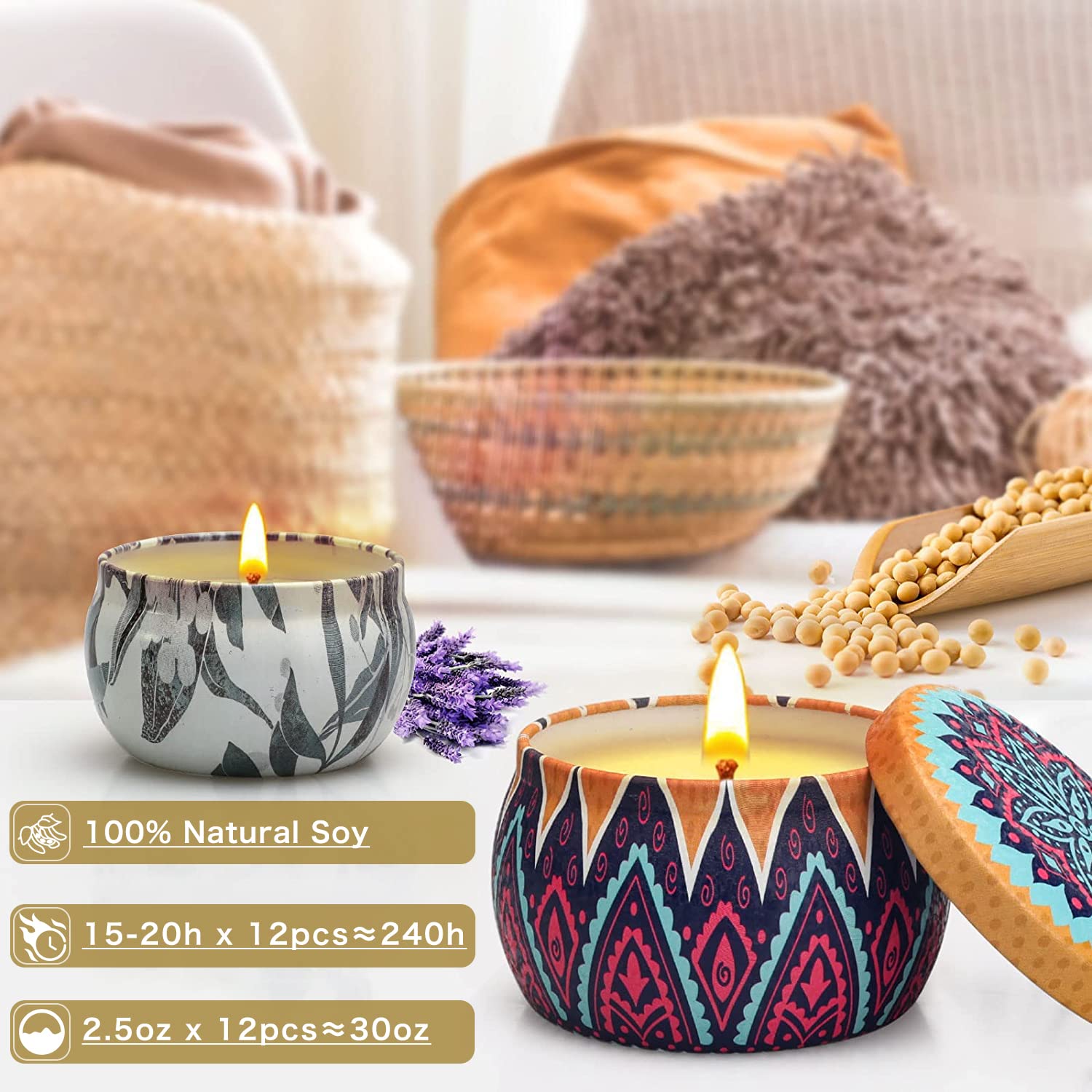 LKDJR candle jar shows an artistic pattern, adding chic decor and reuse potential