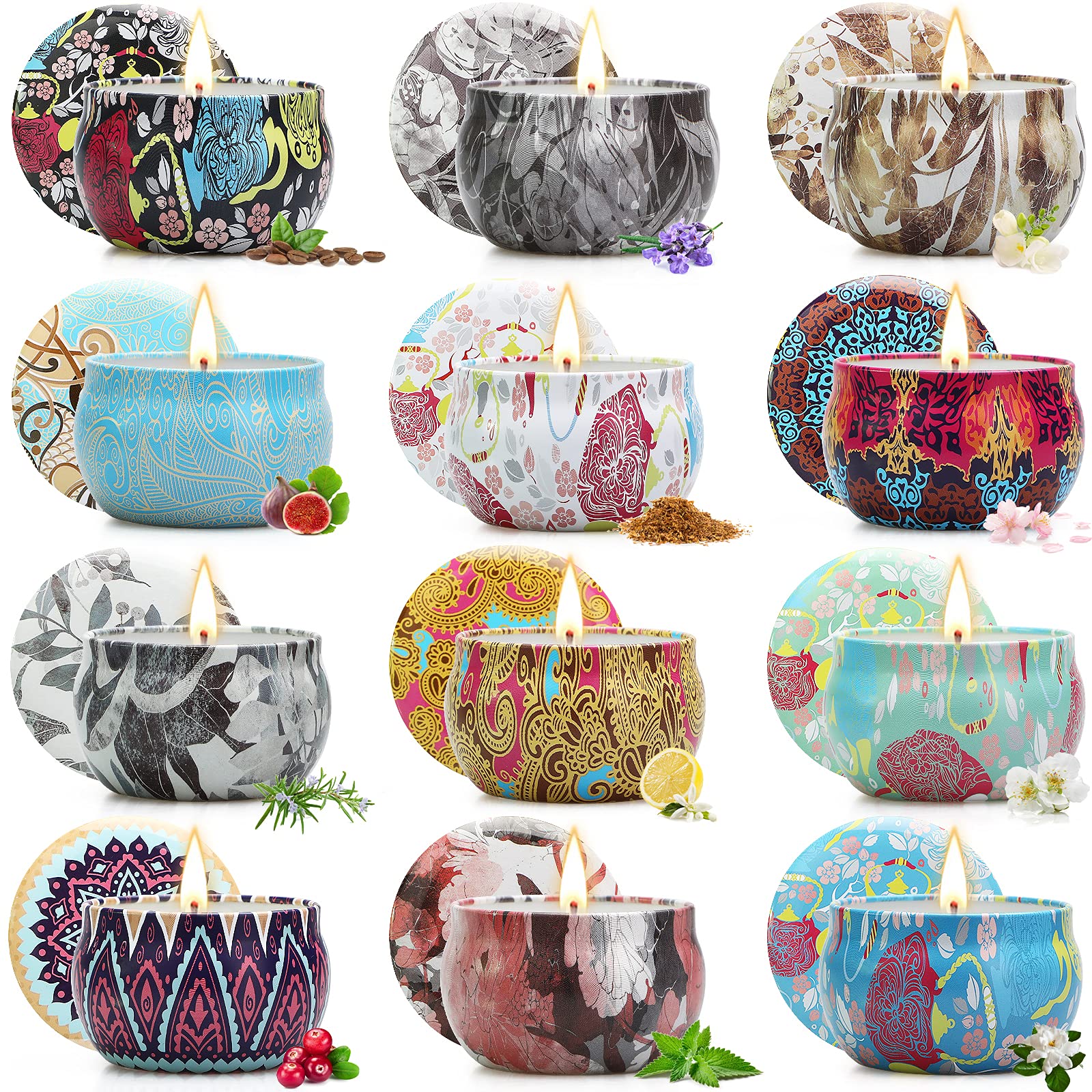 LKDJR 12-floral candles set fills room with rich aromas and mood-friendly fragrances