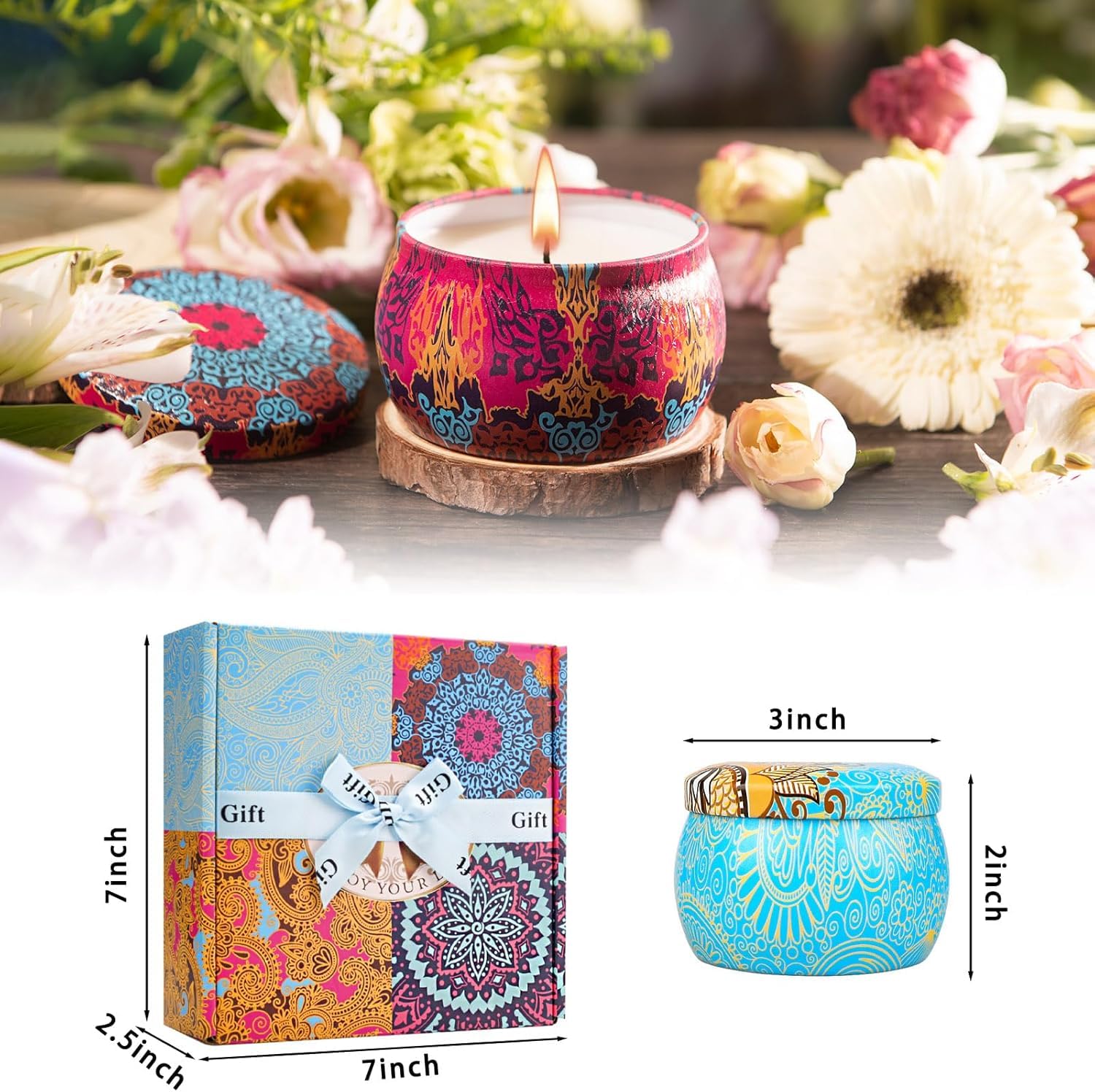 LKDJR Scented Candles Clean Burn Cotton Wicks reduce soot and smoke.