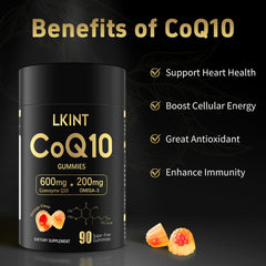LKINT CoQ10 gummies serving graphic, easy daily intake.