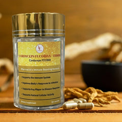 LL Supplement Cordyceps FD1000 bottle emphasizing daily immune support with convenient use.