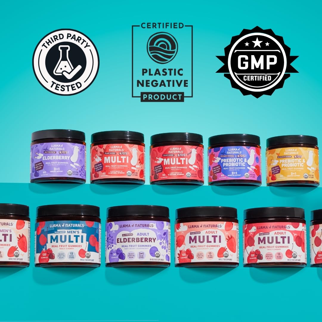 Llama Naturals ingredient panel; clean label with no common allergens.