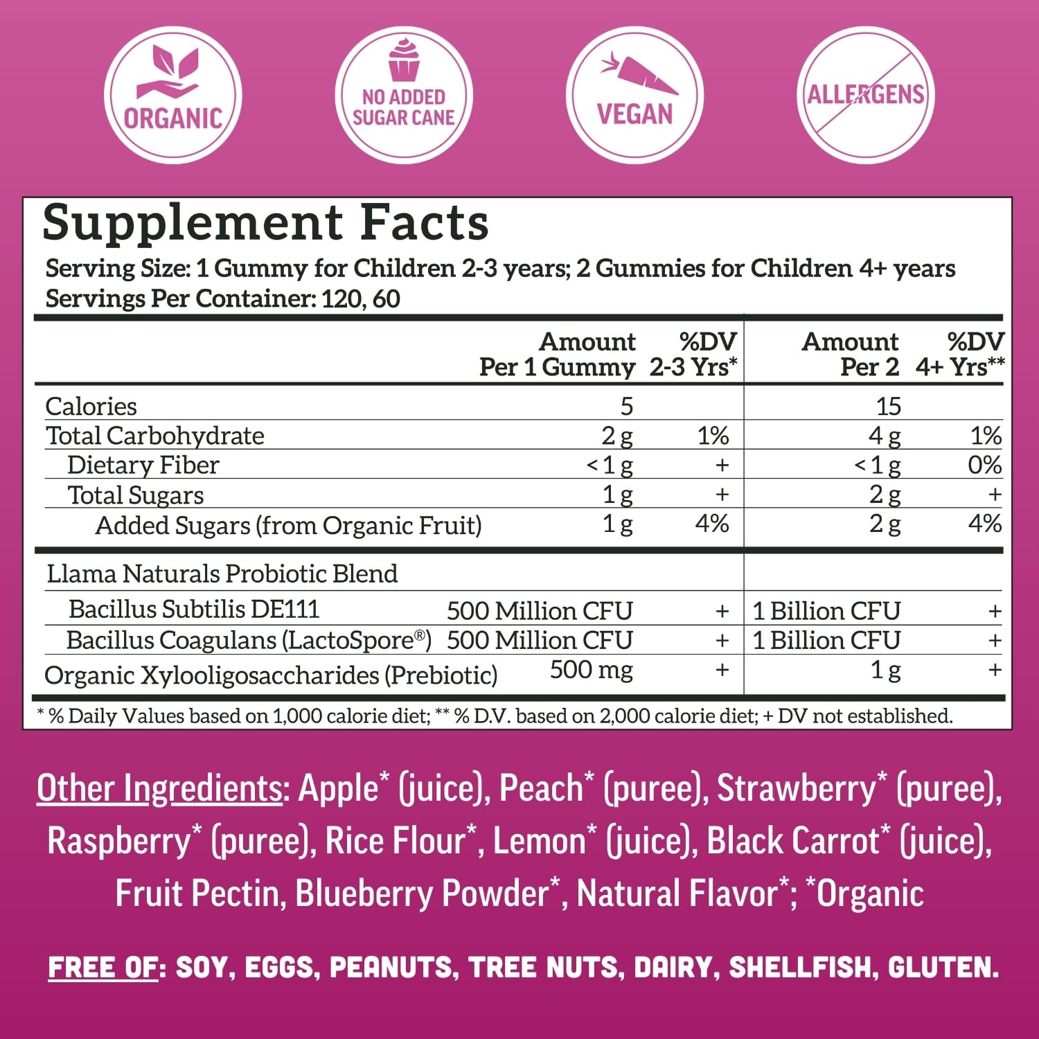 Llama Naturals Organic XOS prebiotic fiber nourishes gut-friendly bacteria.
