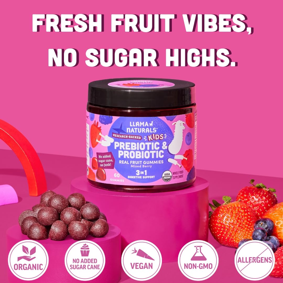 Llama Naturals gummies use real organic fruit for flavor and texture.