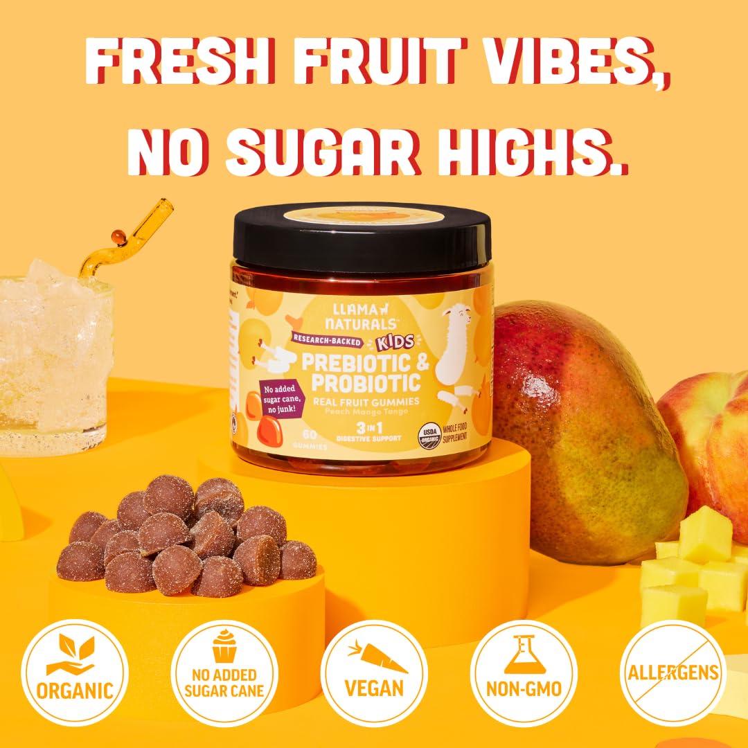 Llama Naturals no added cane sugar gummy with real fruit flavor.