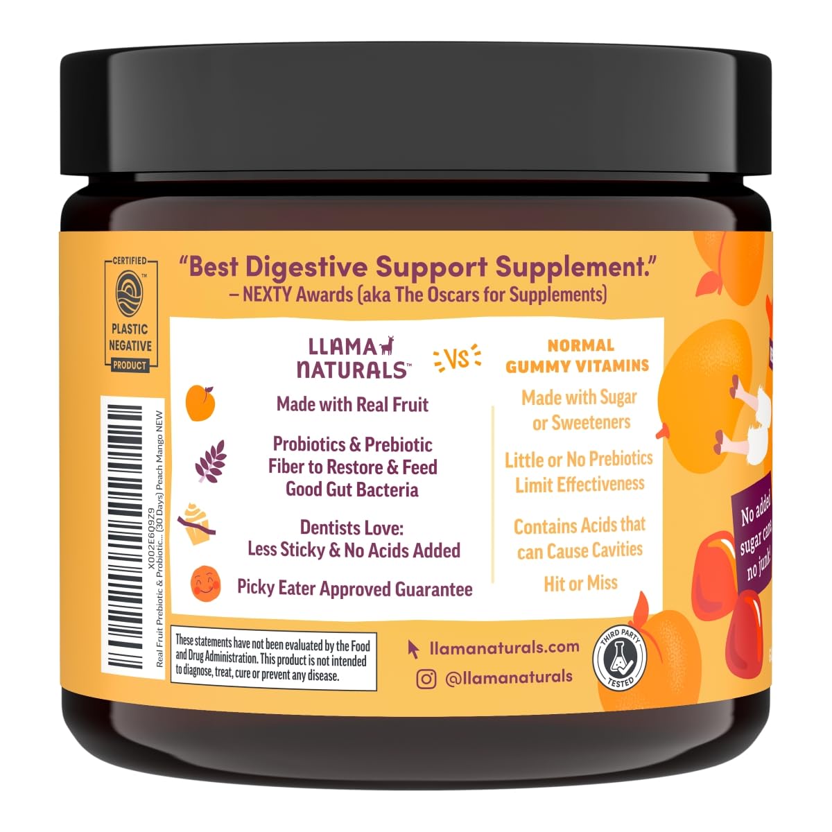 Llama Naturals real fruit ingredients deliver tasty daily nutrition.