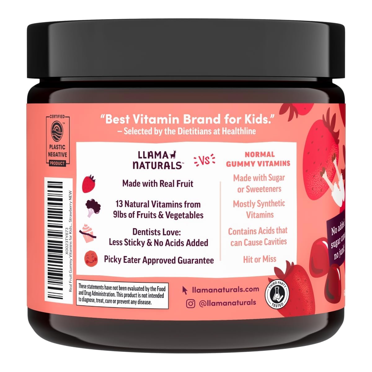 Llama Naturals strawberry gummies for daily nutrient intake and tastier vitamins.