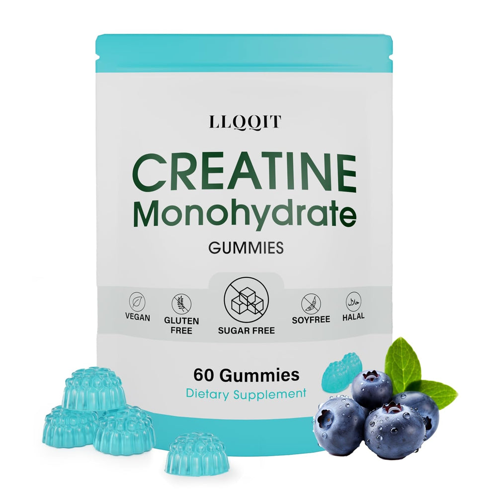 LLQQIT Creatine Monohydrate Gummies packaging for convenient on-the-go energy support.