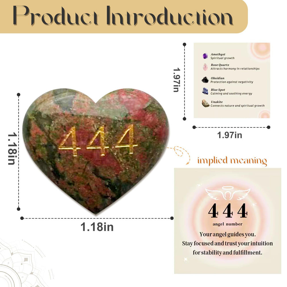 LLQQJJ Unakite Heart Crystal boxed with pouch and card for meaningful gifting