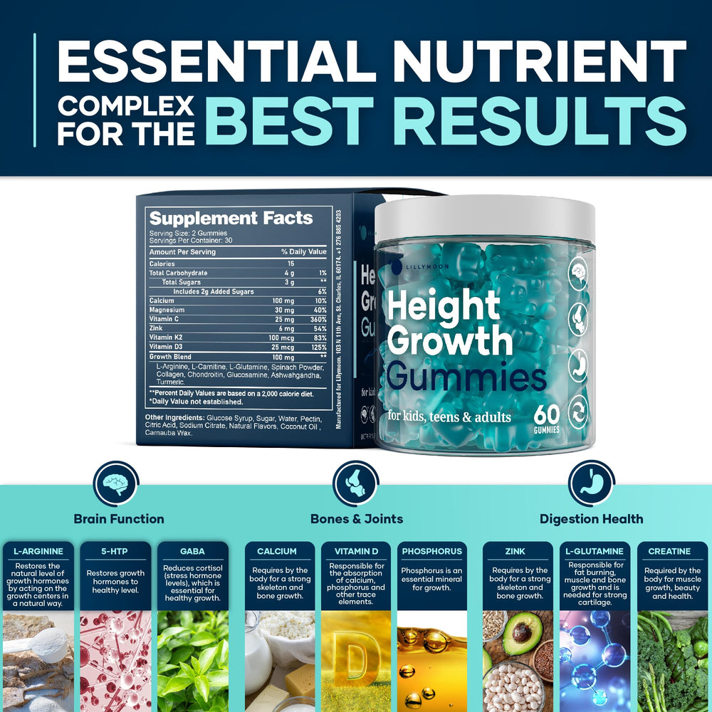 LM Lilynutramoon gummies closeup highlighting minerals for growth support