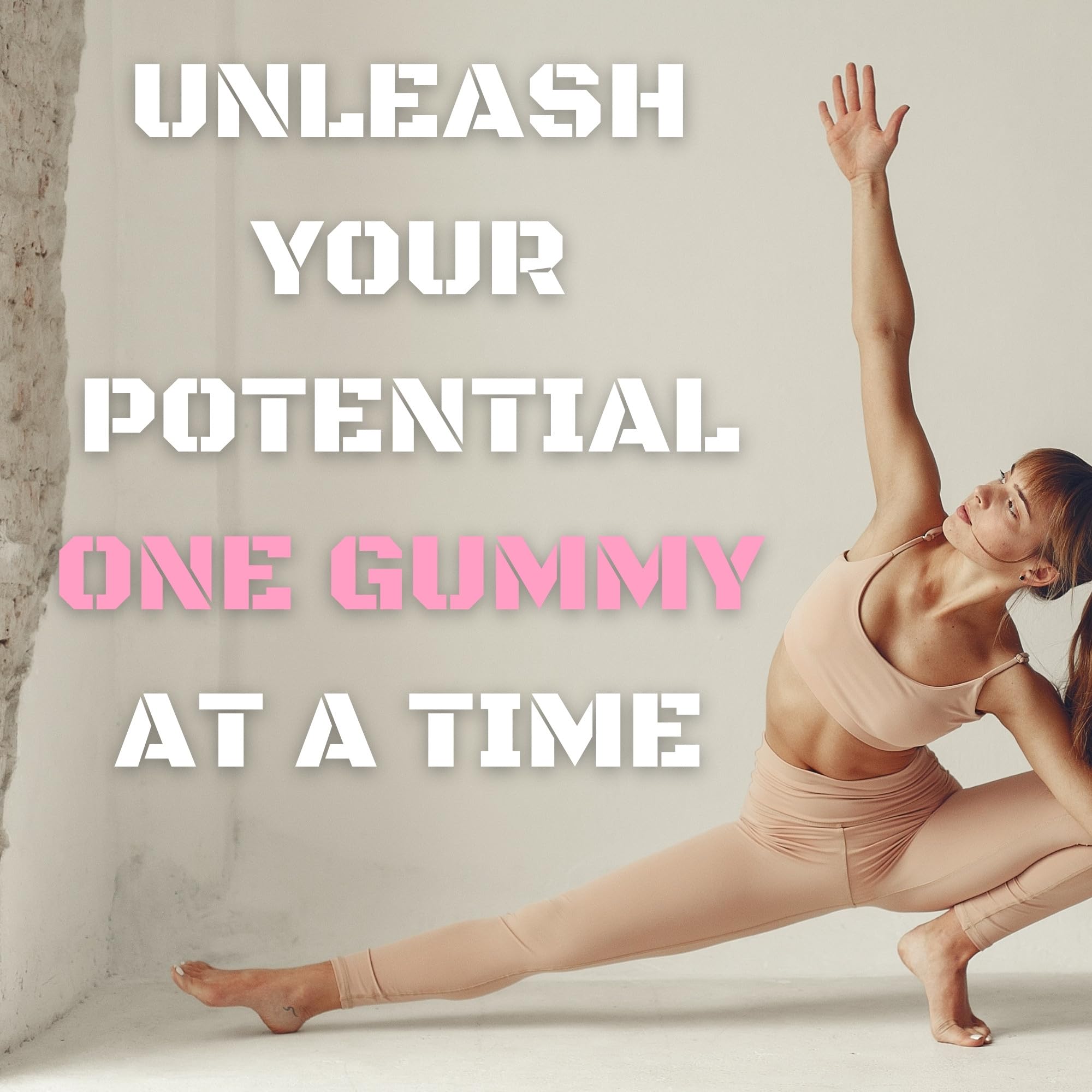 LMTLESS X Strawberry gummy bottle in gym setting suggesting performance support.