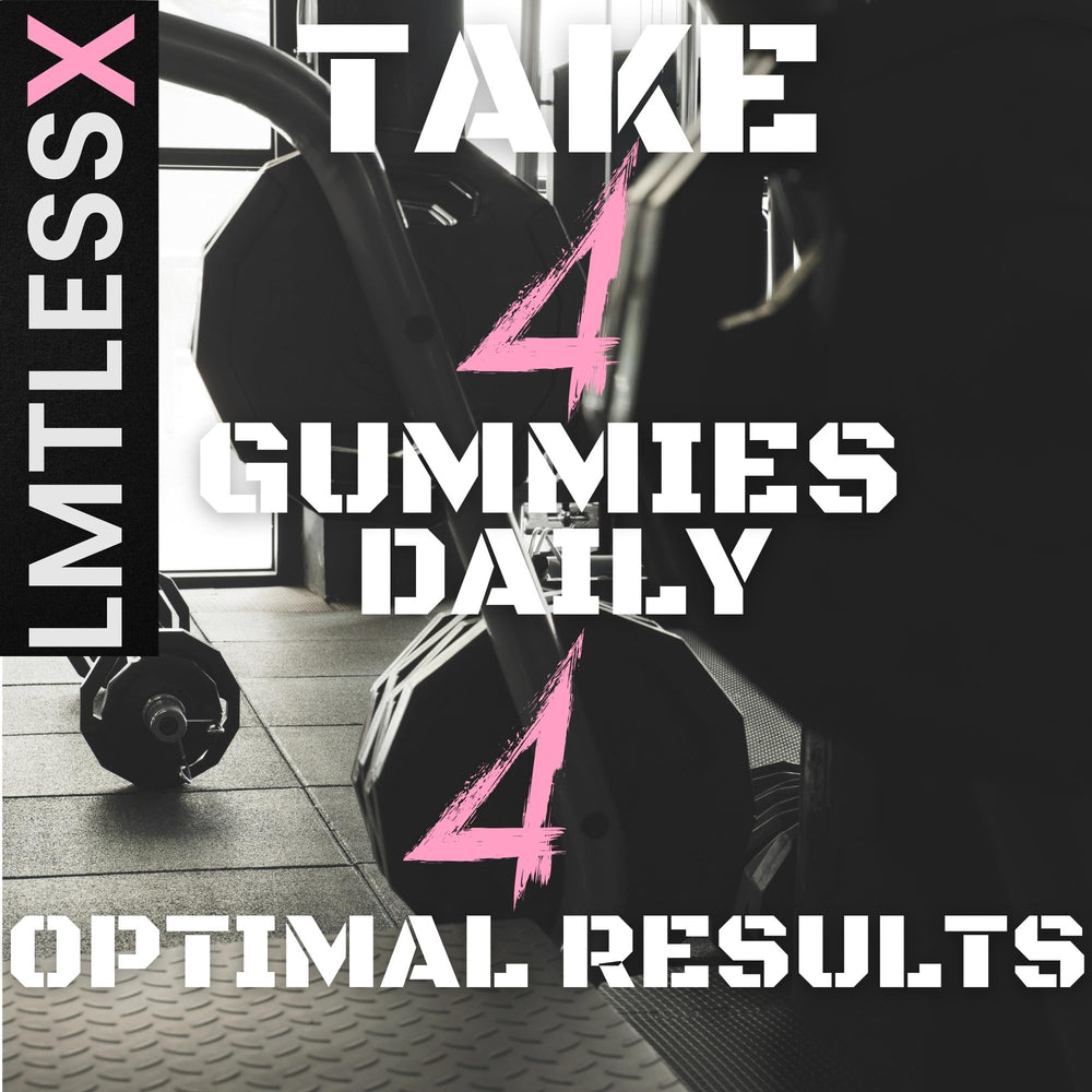 LMTLESS X Sugar-free Strawberry Gummies showcasing flavor and on-the-go convenience.