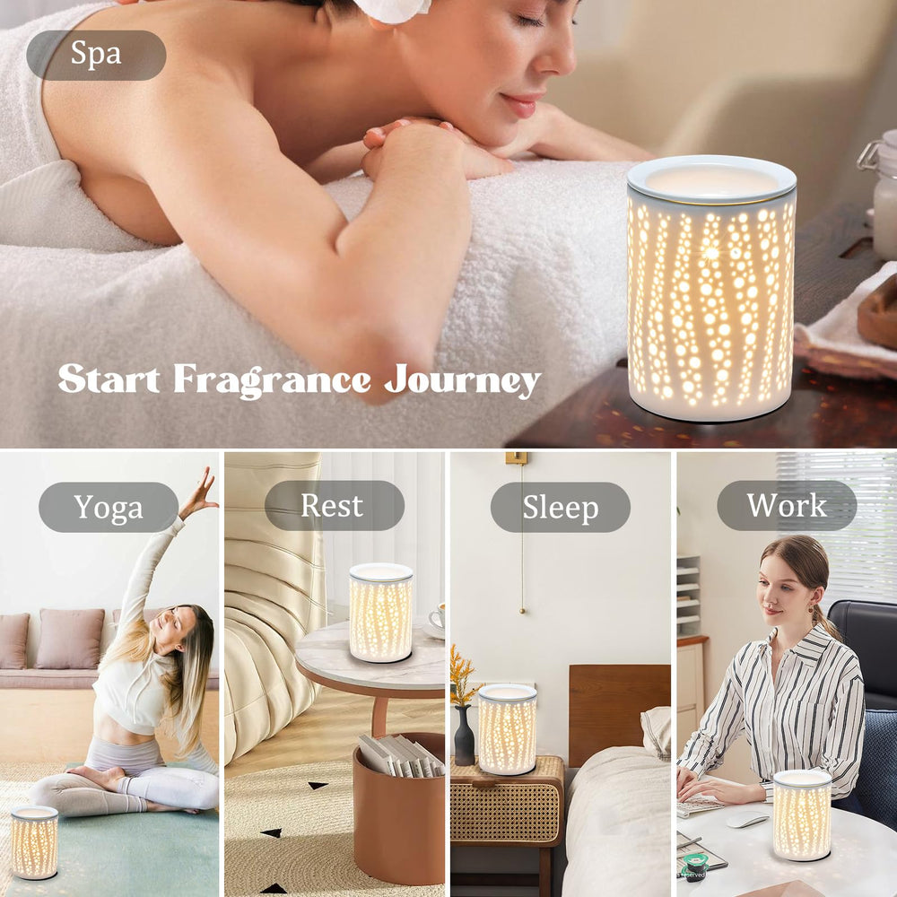 LnJPan fragrance-oil burner offers easy scenting and ambient glow.