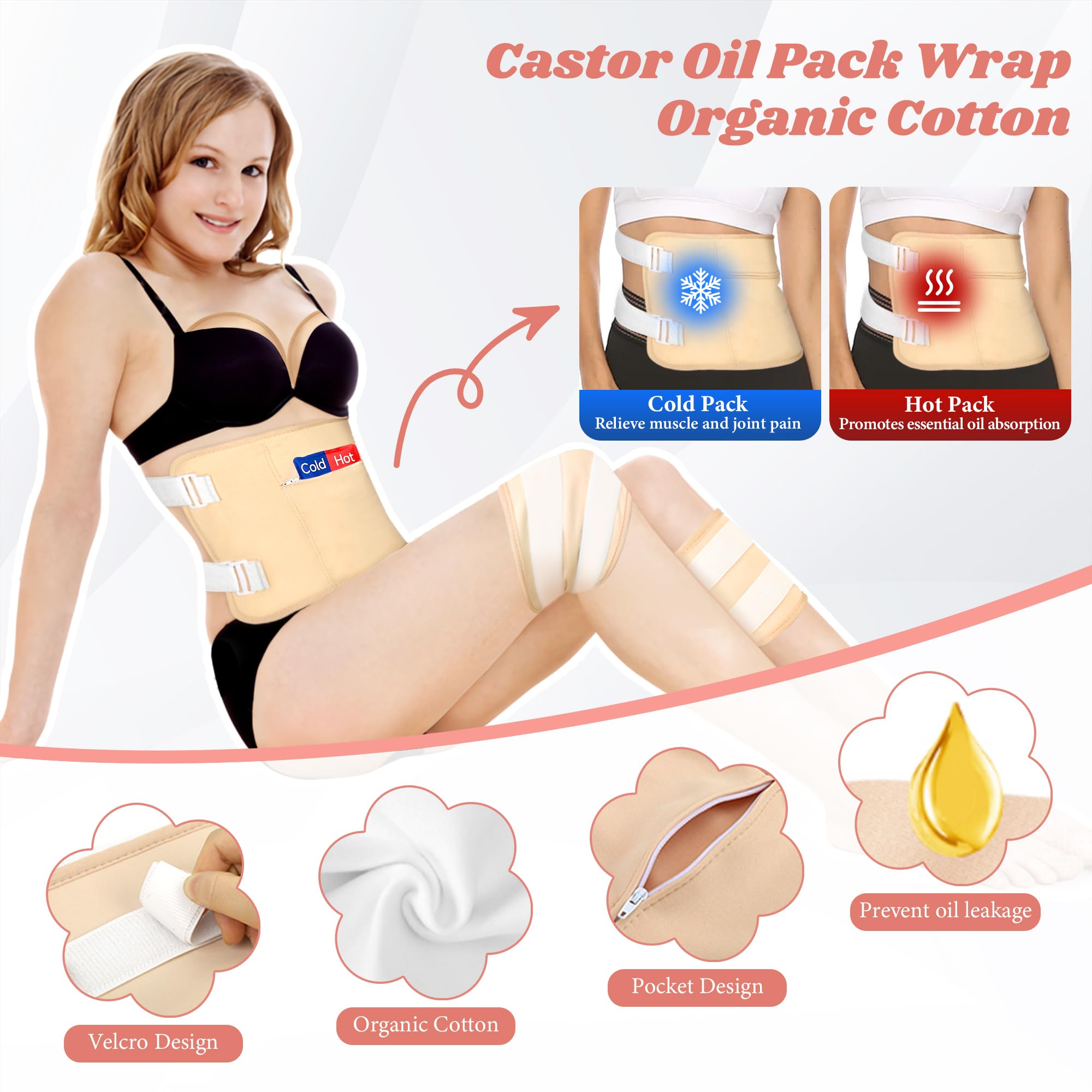 Lnkful Castor Oil Pack Wrap for breasts provides comforting warmth and targeted gentle compression.