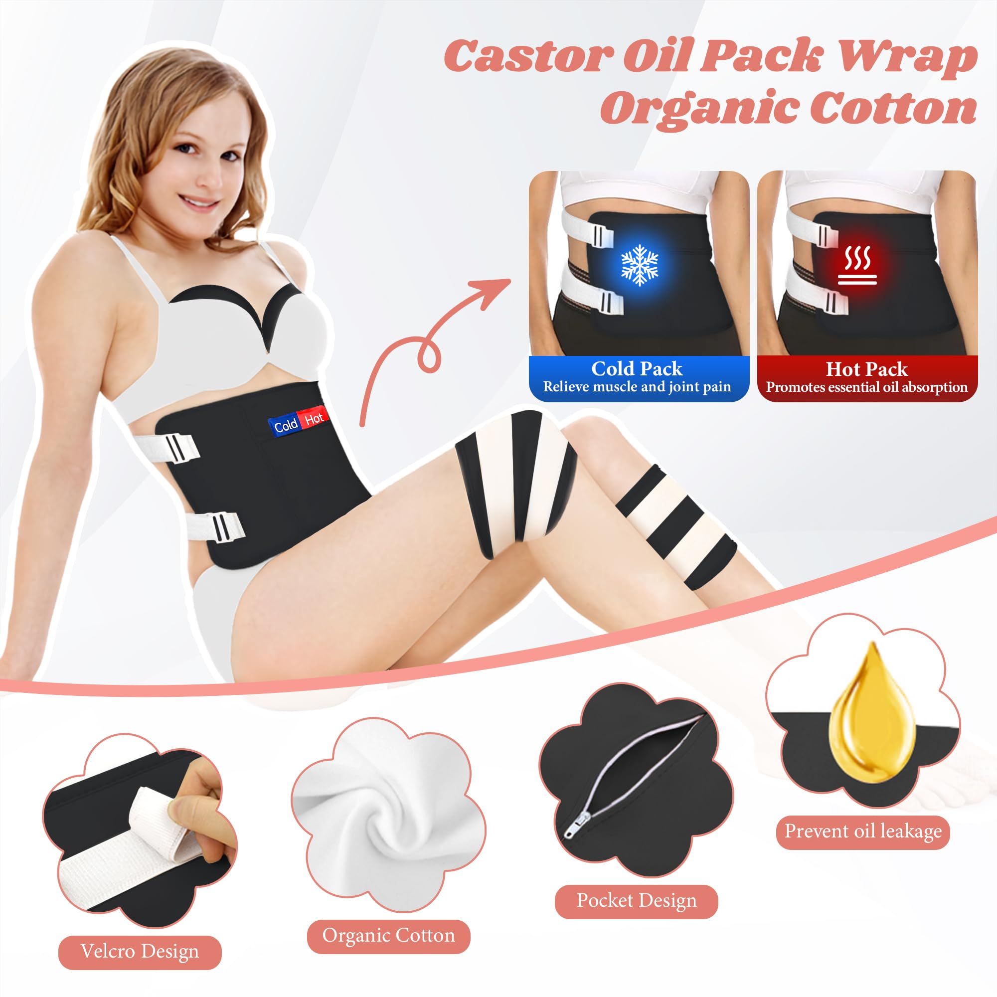 Lnkful castor oil pack wrap neck supports tension relief during self-care routines.