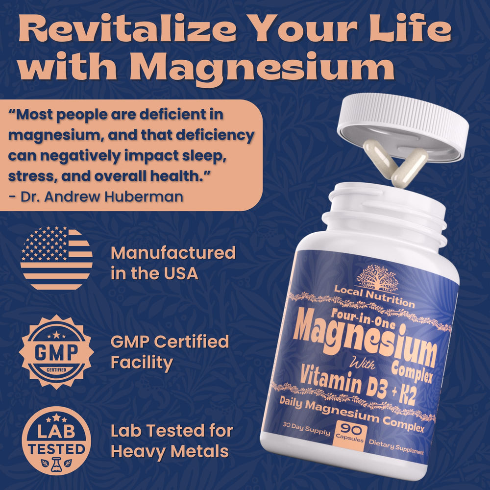 Local Nutrition Magnesium Complex packaging on shelf conveys premium quality.
