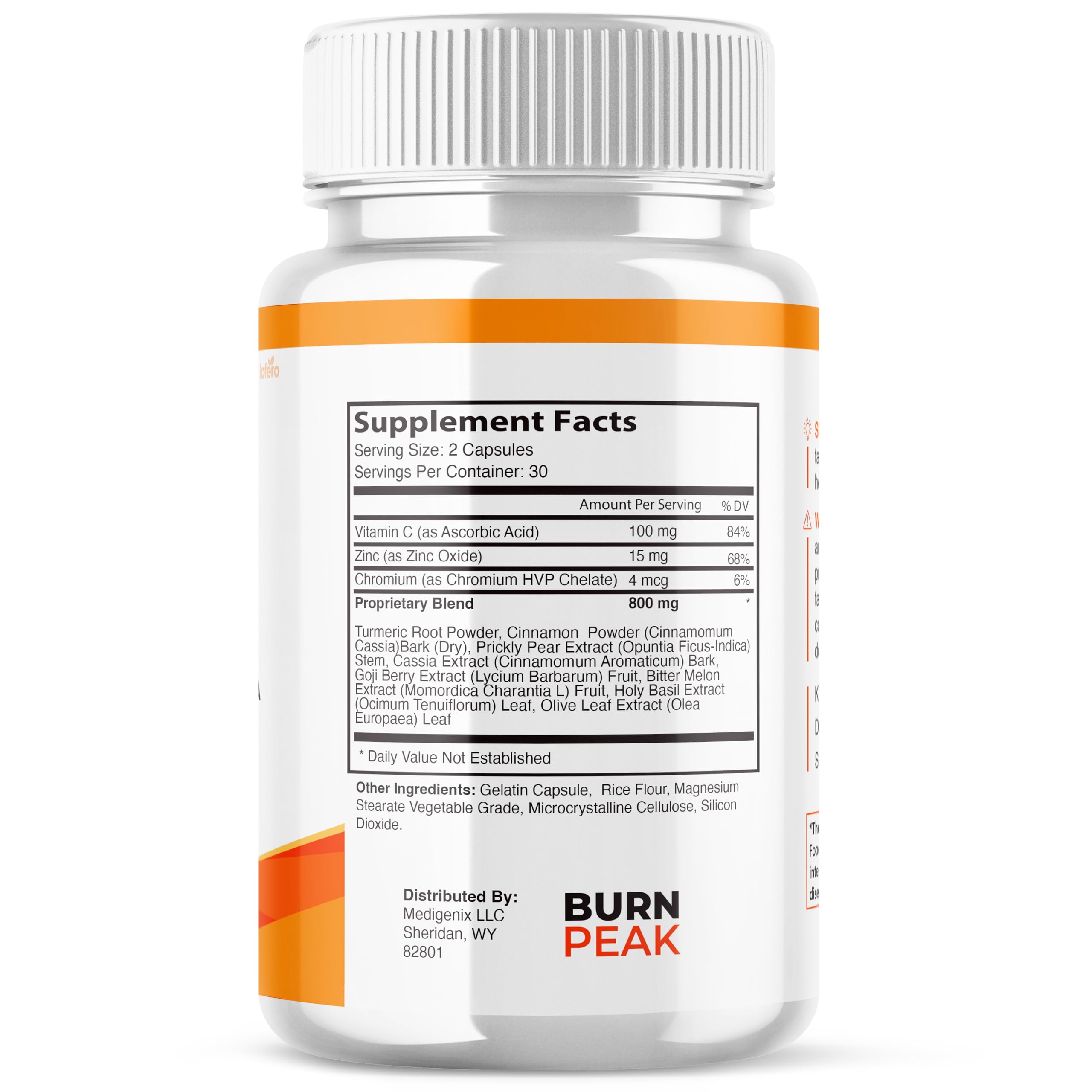 Lofero Burn Peak natural vitamins on a sleek bottle for daily vitality.