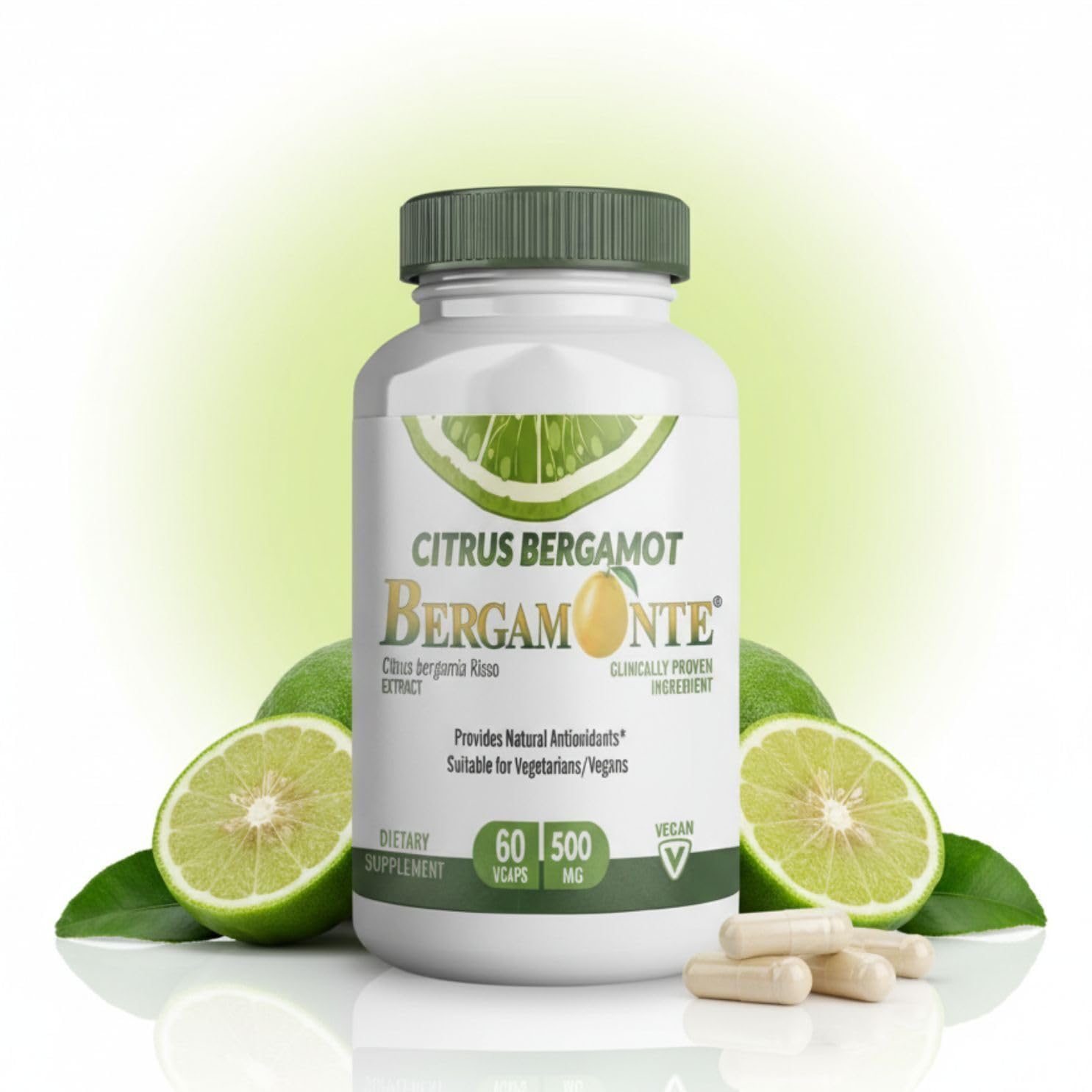 Logic Nutra Citrus Bergamot bottle front view, easy-to-swallow capsules for daily wellness