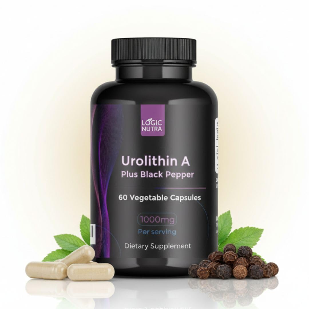 Logic Nutra Urolithin A Plus bottle-front view highlighting the premium formula