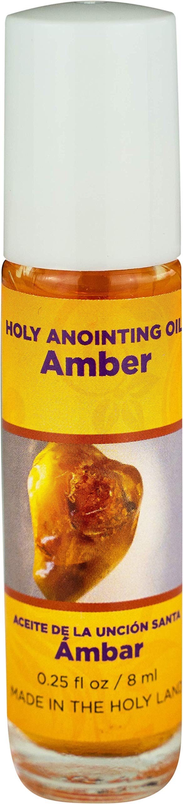 LOGOS Holy Anointing Oil Amber bottle from Jerusalem, ideal for sacred ceremonies and prayer.