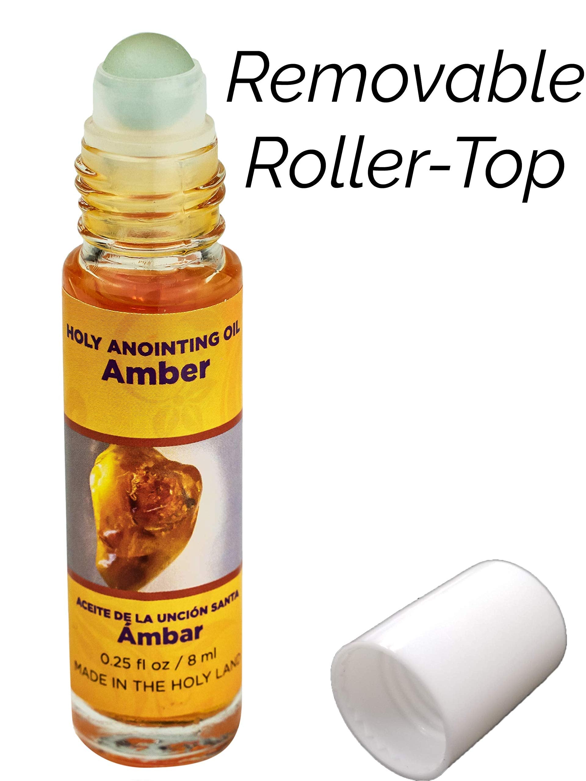 LOGOS Amber Holy Land oil closeup, biblical-scented aroma from Galilee, Bethlehem, and Jerusalem.