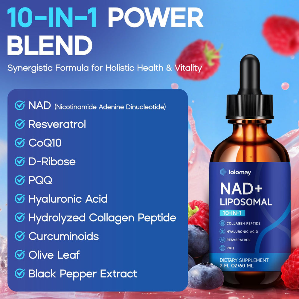 Loiomay resveratrol and NR feature emphasizes cellular energy potential.