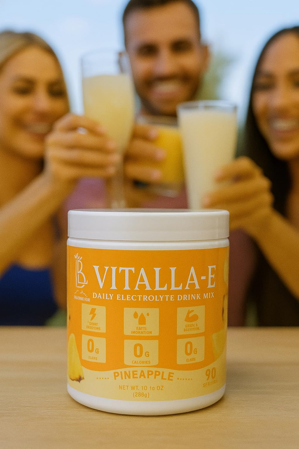 Lojo Vitalla-E bottle on shelf showcases keto-friendly hydration choice.
