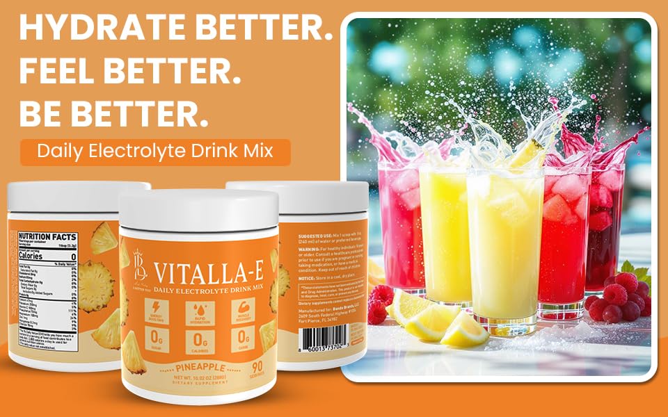 Lojo Vitalla-E pineapple powder scoop helps quick, precise electrolyte boosts.