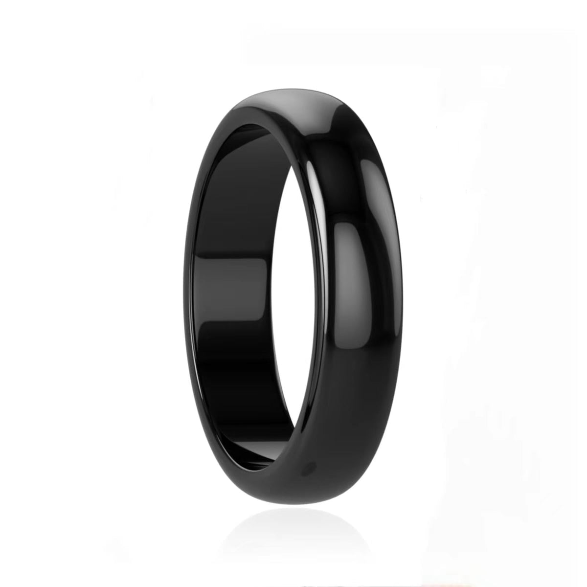 Lonage hematite ring front view with polished black stone for balance