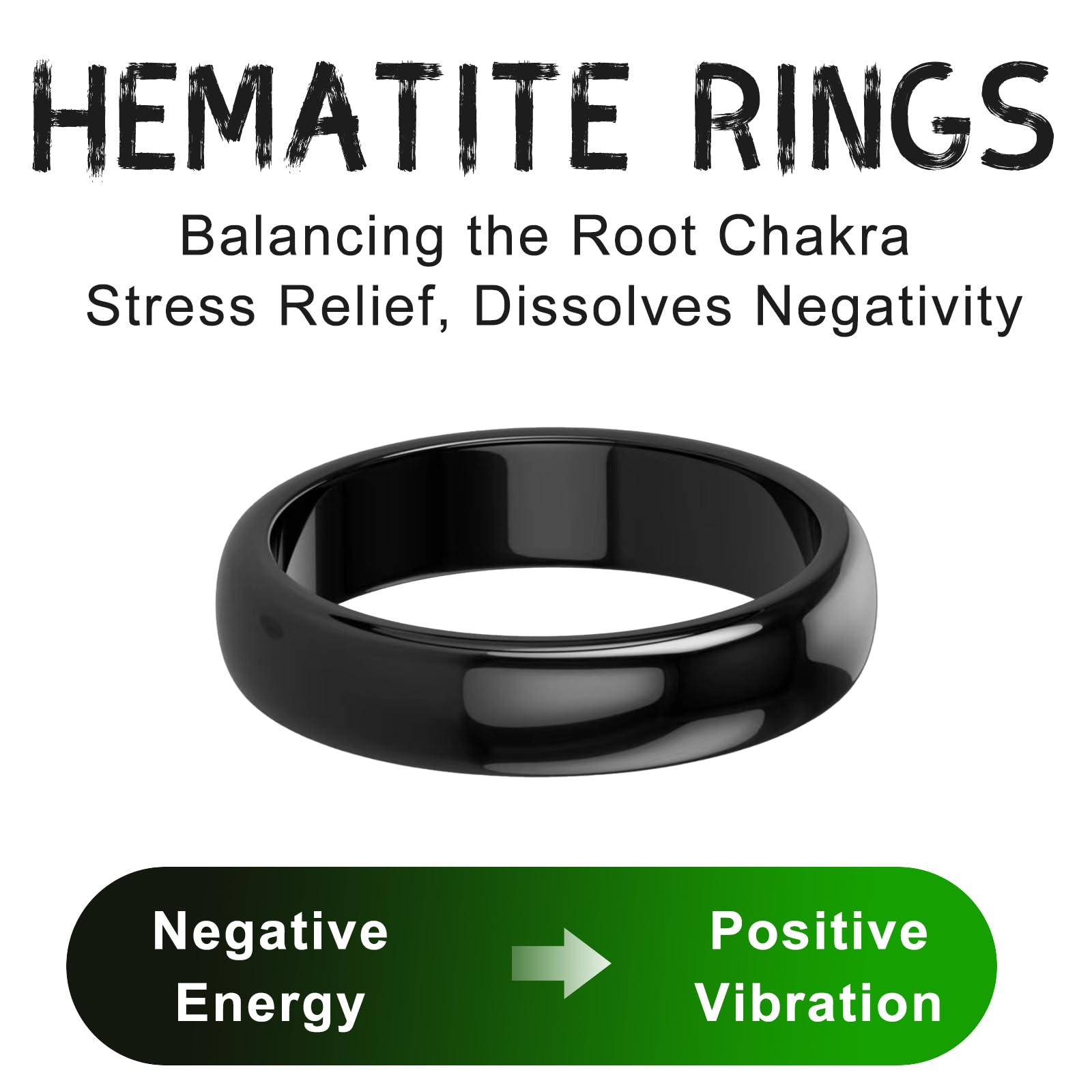 Lonage hematite ring side detail showing smooth finish for grounding