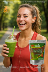 Flaxseed with Nopal Forte scoops illustrate a convenient daily fiber routine.
