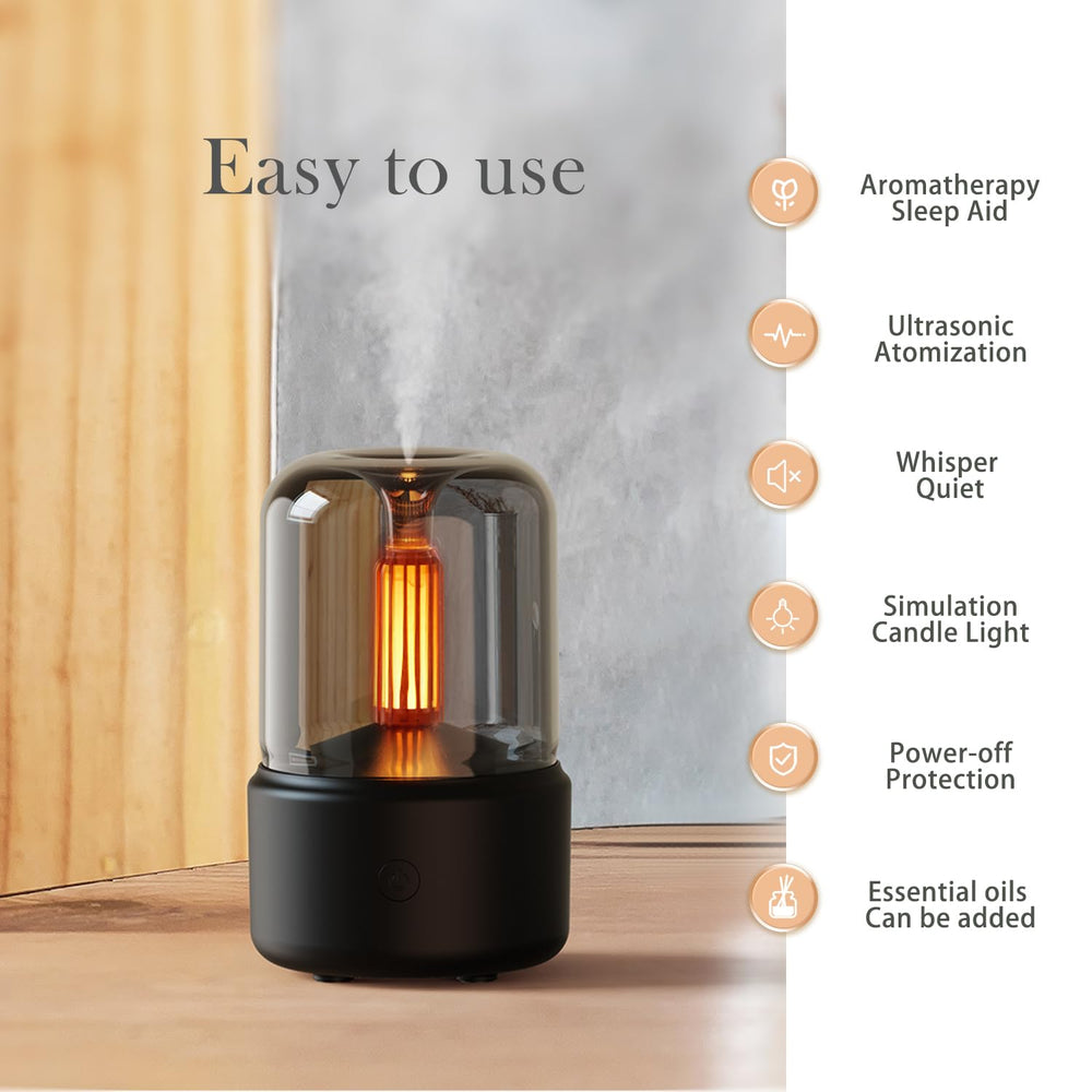Difusor LONCIN con efecto vela realista para ambientes cálidos.