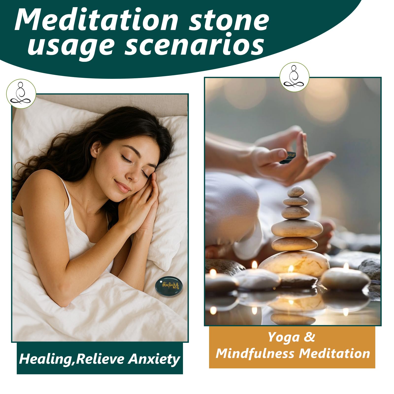 LONGDERY hand-carved six-word Sanskrit stone for meditation