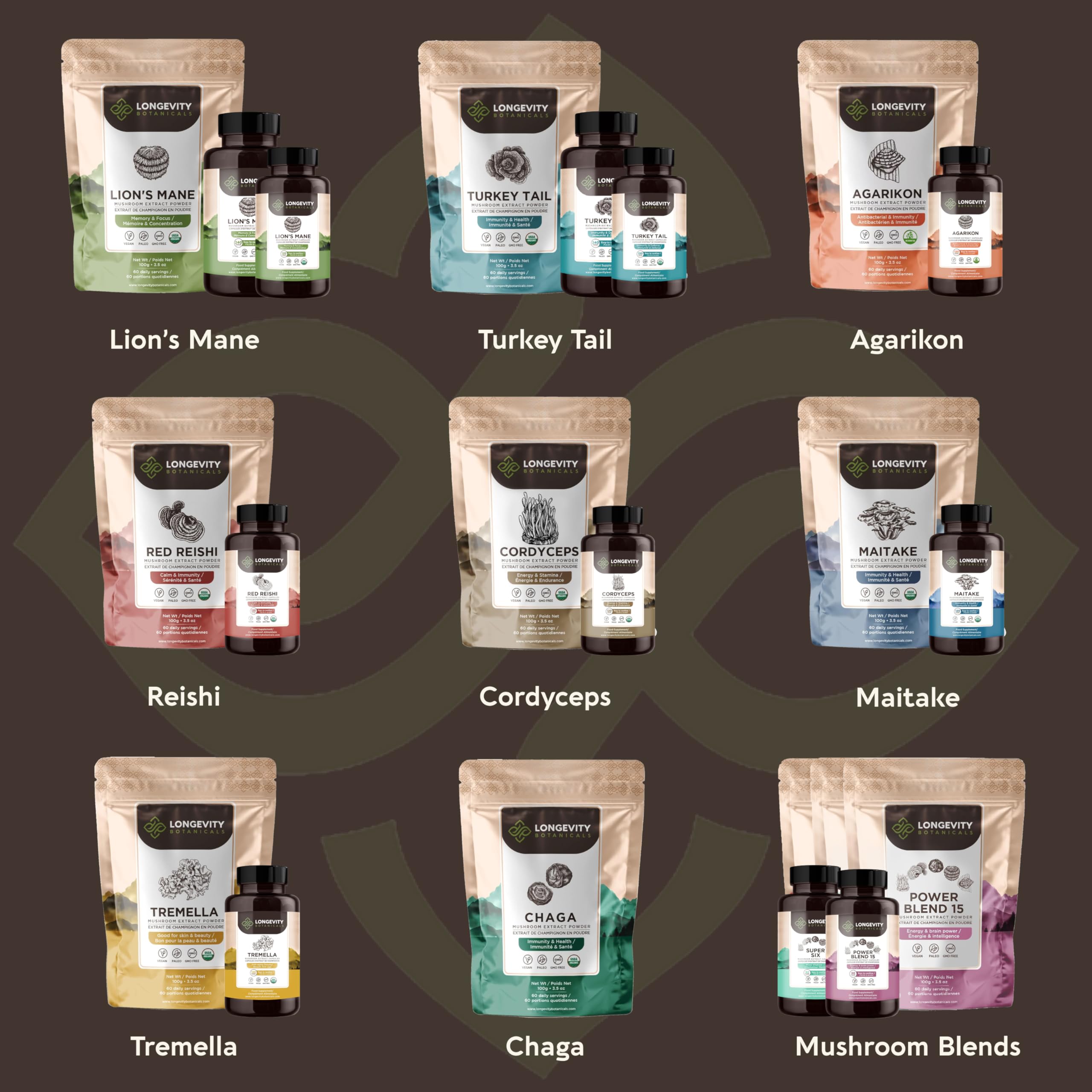 Longevity Botanicals Agarikon close-up showcases fruiting-body texture and purity.