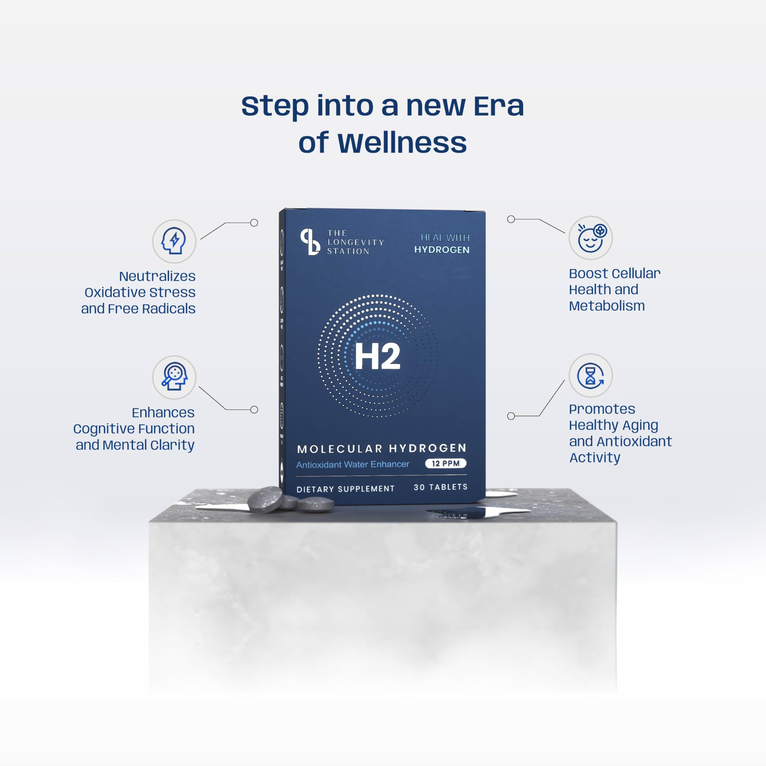 The Longevity Station hydrogen water delivers up to 12 PPM for enhanced hydration.