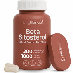 LongLifeNutri Beta Sitosterol bottle and capsules for daily plant-based support.