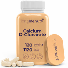 LongLifeNutri Calcium D-Glucarate bottle shown for daily detox support and balance.