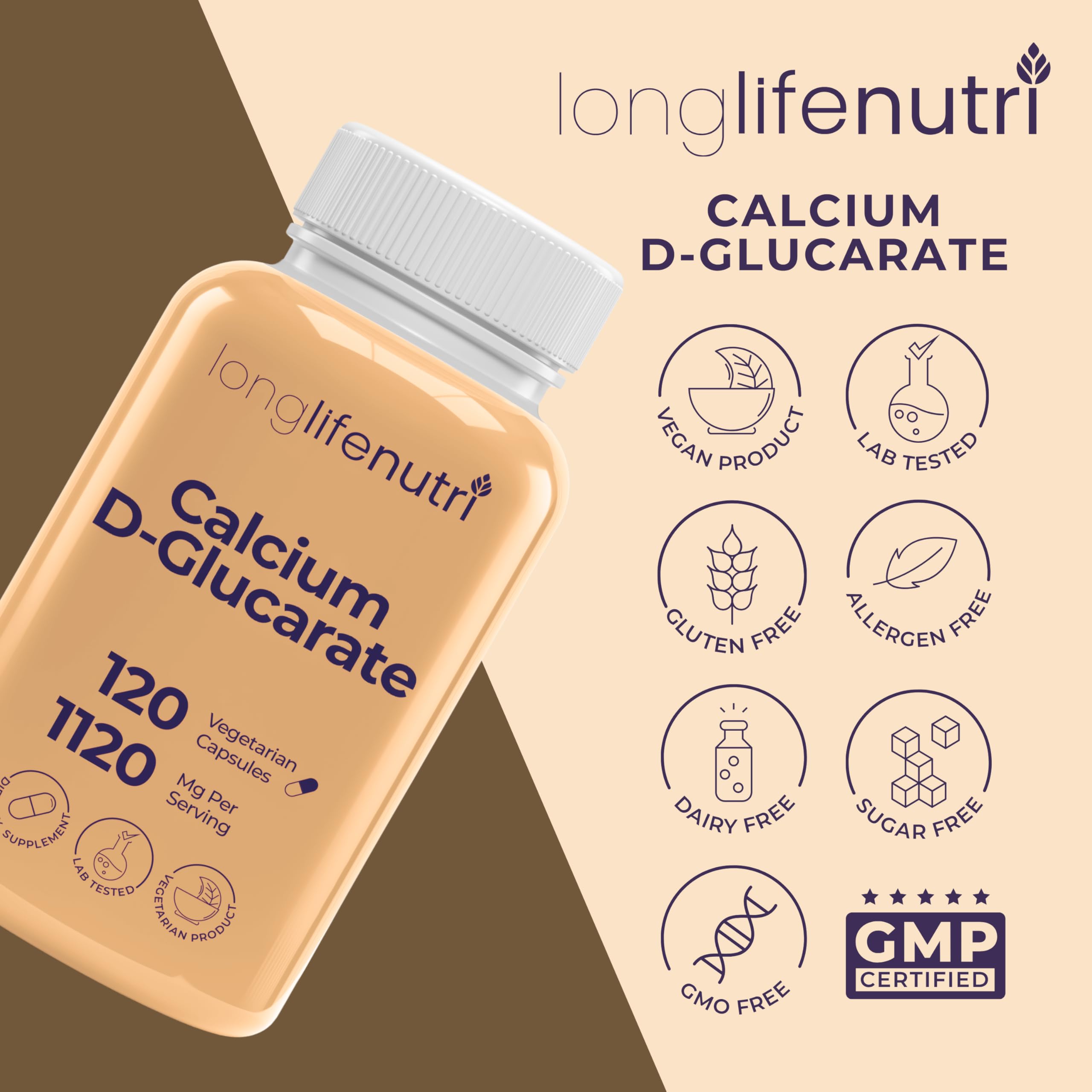 LongLifeNutri Calcium D-Glucarate non-GMO status supports clean nutrition.