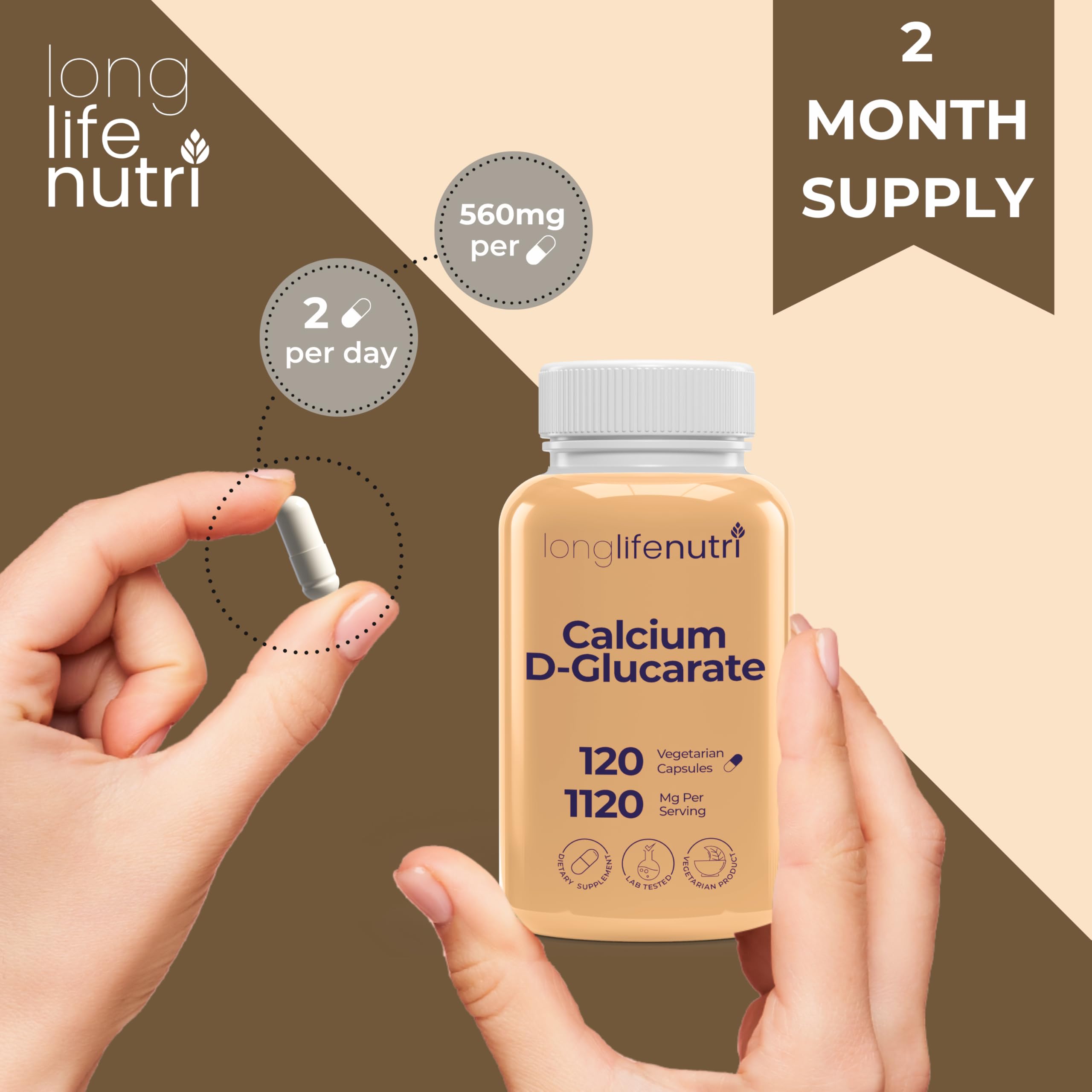 LongLifeNutri Calcium D-Glucarate bottle reflects USA-made GMP-certified quality.