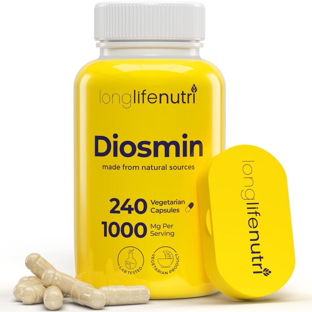 LongLifeNutri Diosmin 1000mg bottle for daily circulatory support.