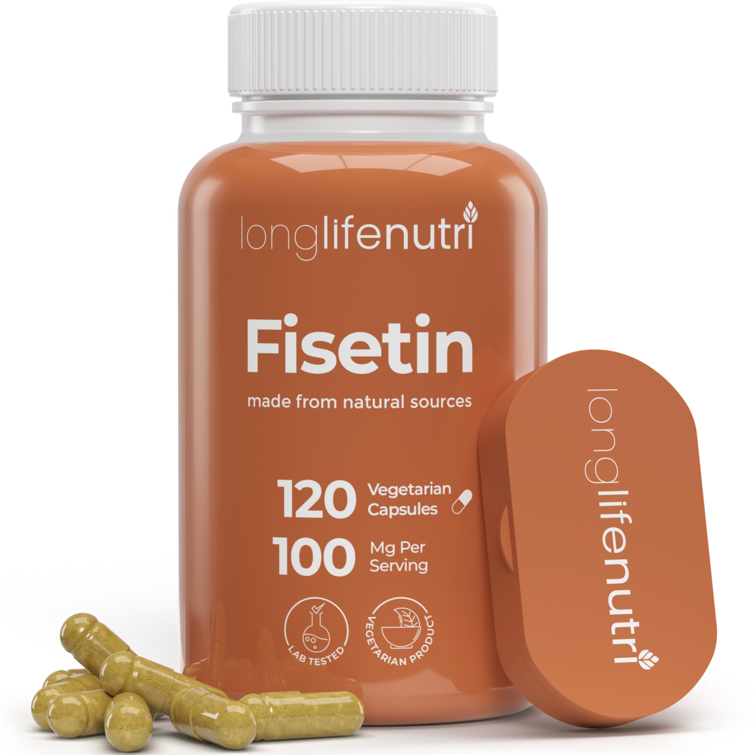 LongLifeNutri Fisetin bottle front for daily wellness routines.