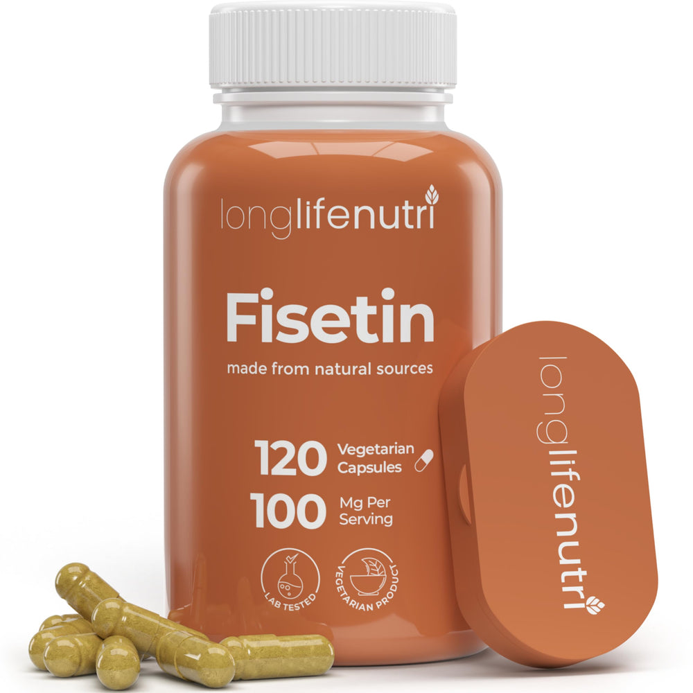 LongLifeNutri Fisetin bottle front for daily wellness routines.