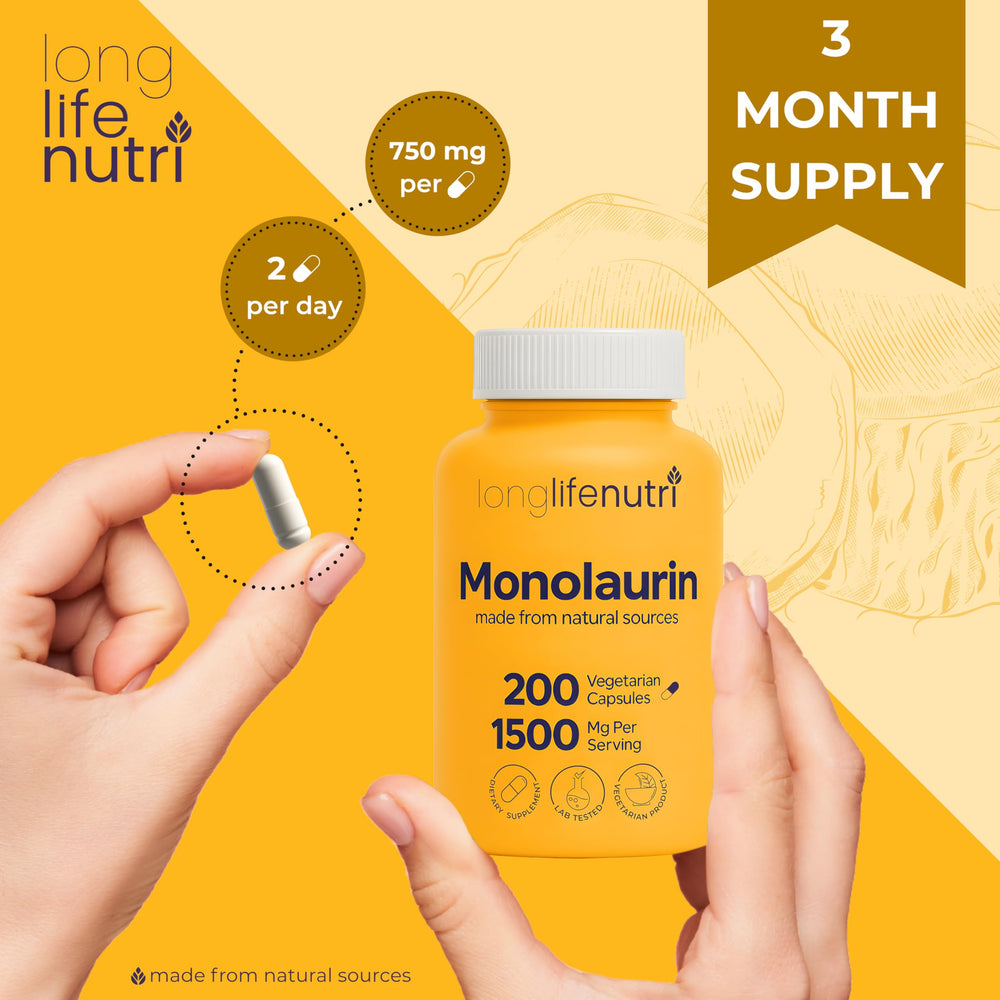 LongLifeNutri Monolaurin 100-day supply packaging supports consistent routines