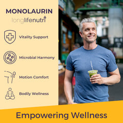 LongLifeNutri Monolaurin label with GMP and USA-made certification
